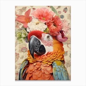 Bird With A Flower Crown Parrot 4 Canvas Print