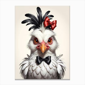 Rooster with red bow Canvas Print