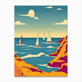 Sailboats In The Sea Canvas Print