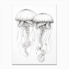 Upside Down Jellyfish Pencil Drawing 9 Canvas Print