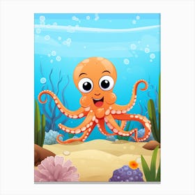 Common Octopus Kids Illustration 2 Canvas Print