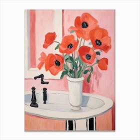 A Vase With Poppy, Flower Bouquet 4 Canvas Print