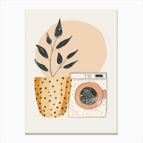 Illustration Of A Washing Machine And Plant Canvas Print