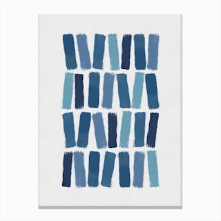 Blue Brush Strokes Canvas Print