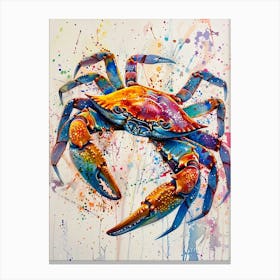 Crab Colourful Watercolour 4 Canvas Print