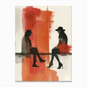 Two Women Sitting On A Bench 1 Canvas Print