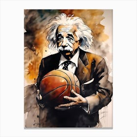 Albert Einstein Playing Basketball Abstract Painting (7) Canvas Print