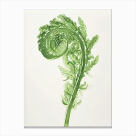 Green Ink Painting Of A Asparagus Fern 1 Canvas Print