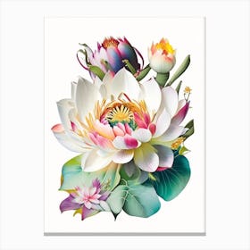 Lotus Flower Bouquet Decoupage 3 Canvas Print