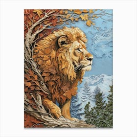 African Lion Relief Illustration Seasons 3 Canvas Print