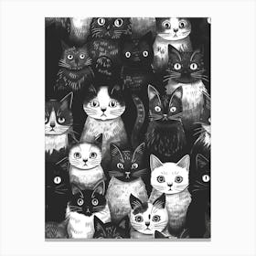 Perfectly Repeatable Artwork With Cute Cat Faces 36 Canvas Print