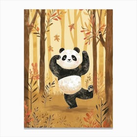 Giant Panda Dancing In The Woods Storybook Illustration 2 Canvas Print