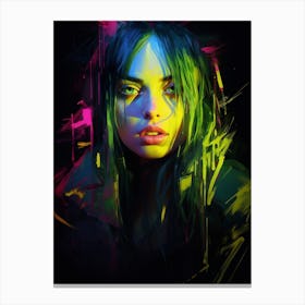 Billie Eilish Neon Portrait 3 Canvas Print