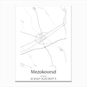 Mezokovesd,Hungary Minimalist Map Canvas Print