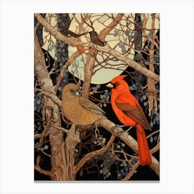Art Nouveau Birds Poster Cardinal 1 Canvas Print