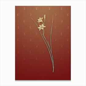 Vintage Gladiolus Botanical on Falu Red Pattern n.0895 Canvas Print