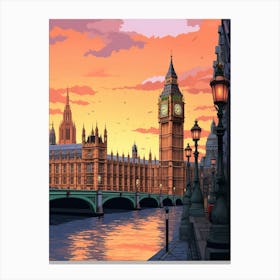 Big Ben And The House Of Parliament Pixel Art 3 Canvas Print