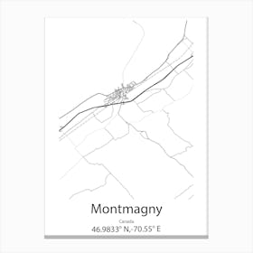 Montmagny,Canada Minimalist Map Canvas Print