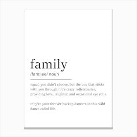 Family Definition Poster - Dictionary Art Canvas Print