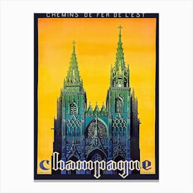 Champagne Cathedral, Vintage Travel Poster Canvas Print
