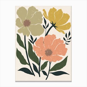 Flowers Pastel Colors Vintage Canvas Print