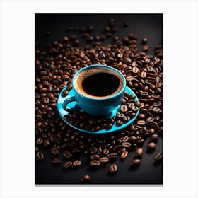 Coffee Cup On Coffee Beans 2 Canvas Print