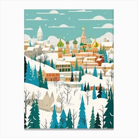 Retro Winter Illustration Moscow Russia 1 Canvas Print