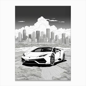 Lamborghini Huracan Line Drawing 3 Canvas Print