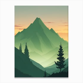 Misty Mountains Vertical Composition In Green Tone 197 Canvas Print