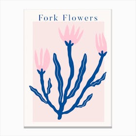 Fork Flowers Blue Canvas Print