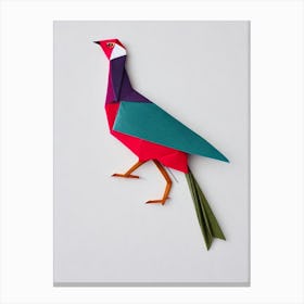 Pheasant 3 Origami Bird Canvas Print