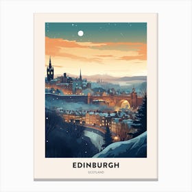 Winter Night  Travel Poster Edinburgh Scotland 3 Canvas Print