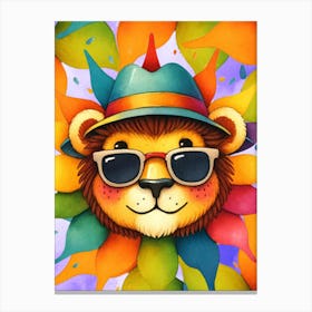 Lion flower, Lion Art, King of the Jungle, Colorful Art, kids Art Canvas Print