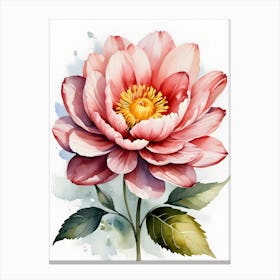 Watercolor Peony Flower Canvas Print