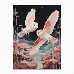 Vintage Japanese Inspired Bird Print Barn Owl 2 Canvas Print