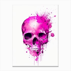 Skull With Watercolor Or Splatter Effects 1  Pink Mexican Canvas Print