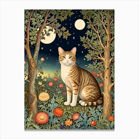 William Morris Cat In The Moonlight 7 Canvas Print