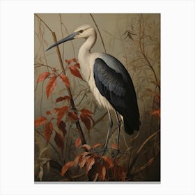 Dark And Moody Botanical Stork 1 Canvas Print