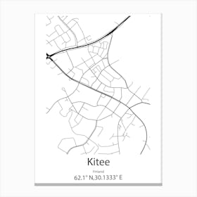 Kitee,Finland Minimalist Map Canvas Print