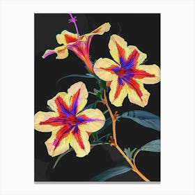 Neon Flowers On Black Petunia 1 Canvas Print