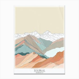 Toubkal Morocco Color Line Drawing 7 Poster Canvas Print