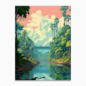 Sundarbans Danum Valley Conservation Area Pixel Art 3 Canvas Print