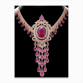 Necklace With Ruby And Diamonds Canvas Print