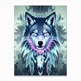 Wolf With Feathers 1 Canvas Print