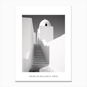 Poster Of Santorini, Greece, Photography In Black And White 3 Canvas Print
