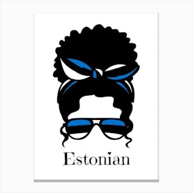 Cute Women Style Wearing Estonian Flag Glasses Canvas Print