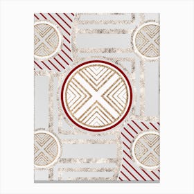 Geometric Abstract Glyph in Festive Gold Silver and Red n.0034 Canvas Print