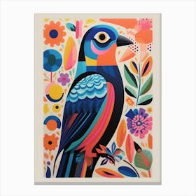 Colourful Scandi Bird Falcon 6 Canvas Print
