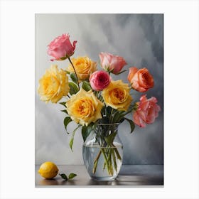 Roses In A Vase Canvas Print