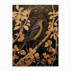 Dark And Moody Botanical European Robin 4 Canvas Print